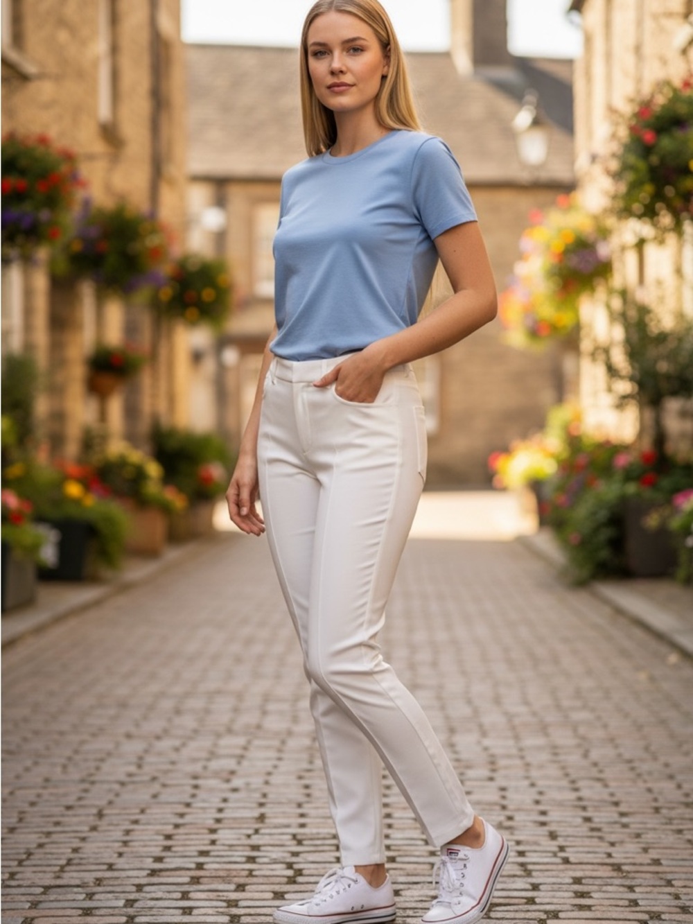 Express White Ankle Pants with Slim Fit